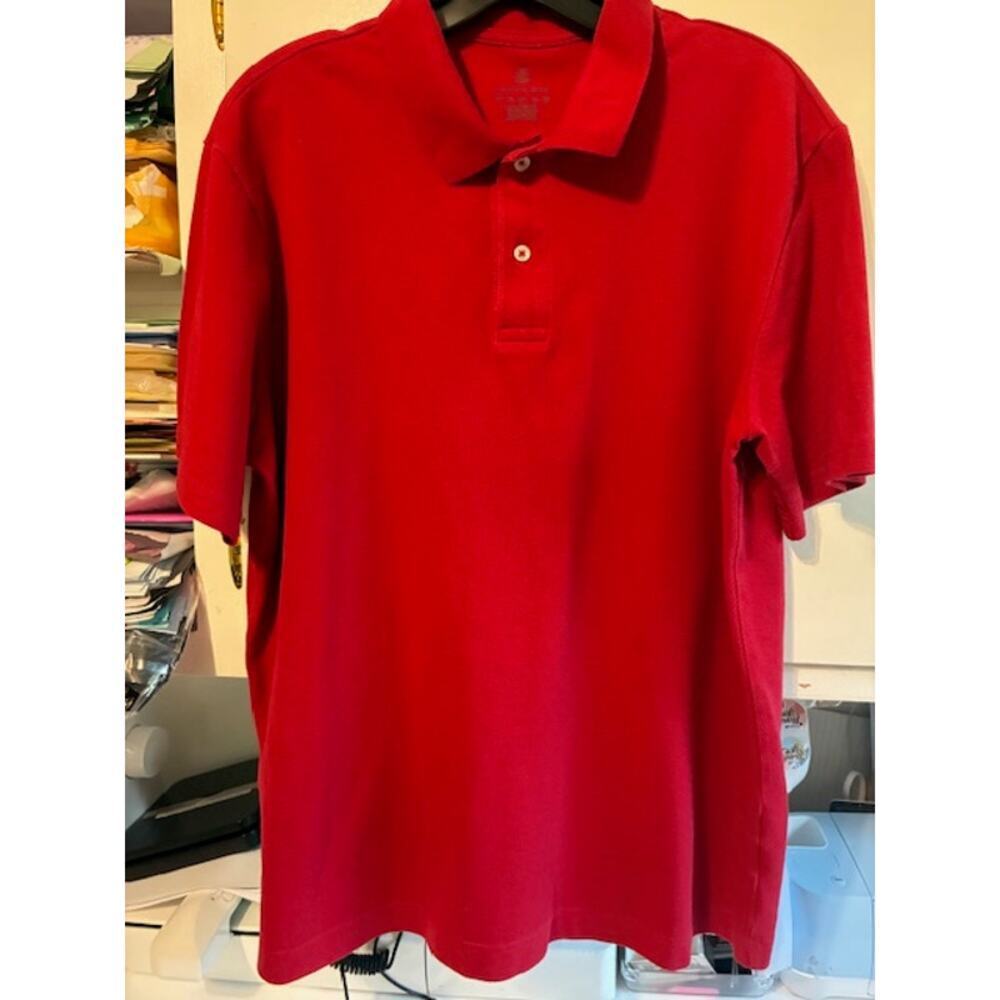 Lands End Men's Shirt Sleeve Polo shirt Sz Large Red - Picture 5 of 6